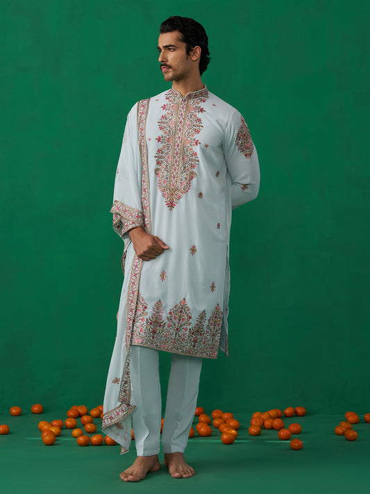MOTIF SKY BLUE KURTA SET