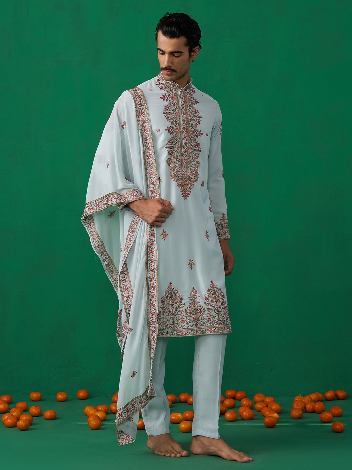 MOTIF SKY BLUE KURTA SET