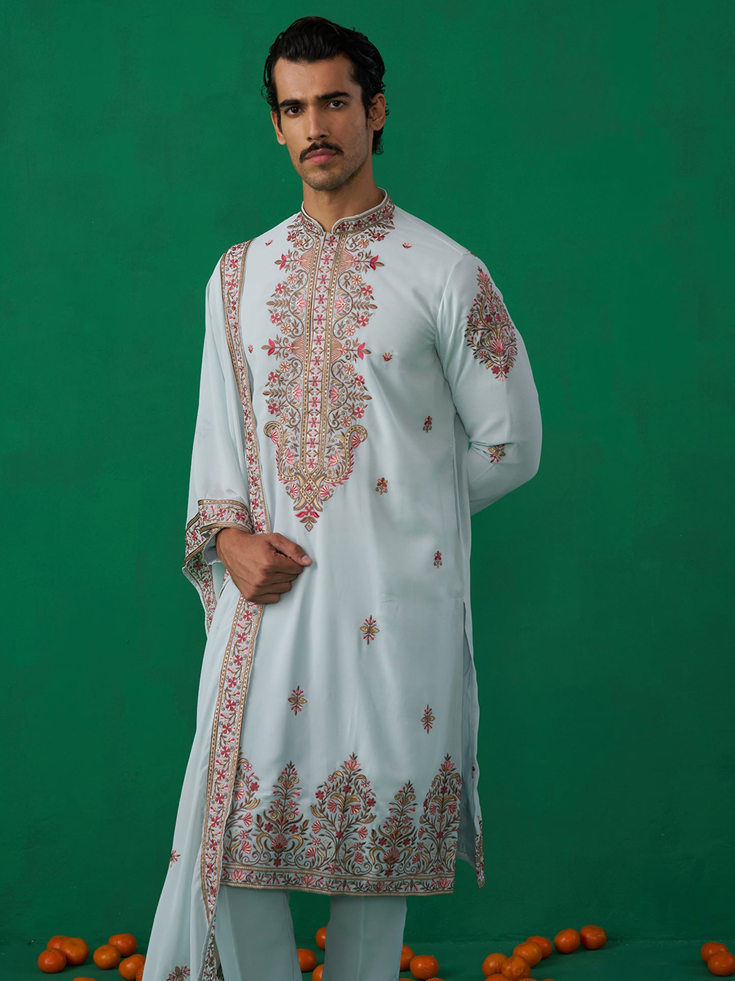 MOTIF SKY BLUE KURTA SET