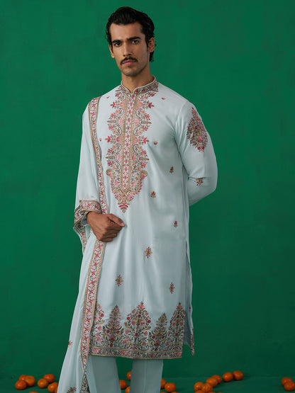 MOTIF SKY BLUE KURTA SET