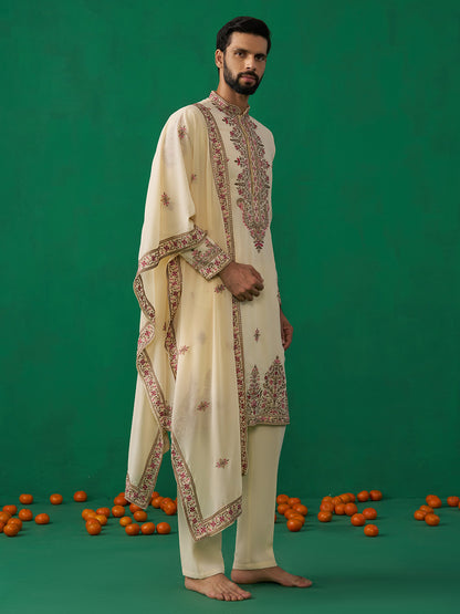 MOTIF CREAM KURTA SET