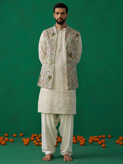 PHOOLPANKH SKYBLUE KURTA JACKEY SET