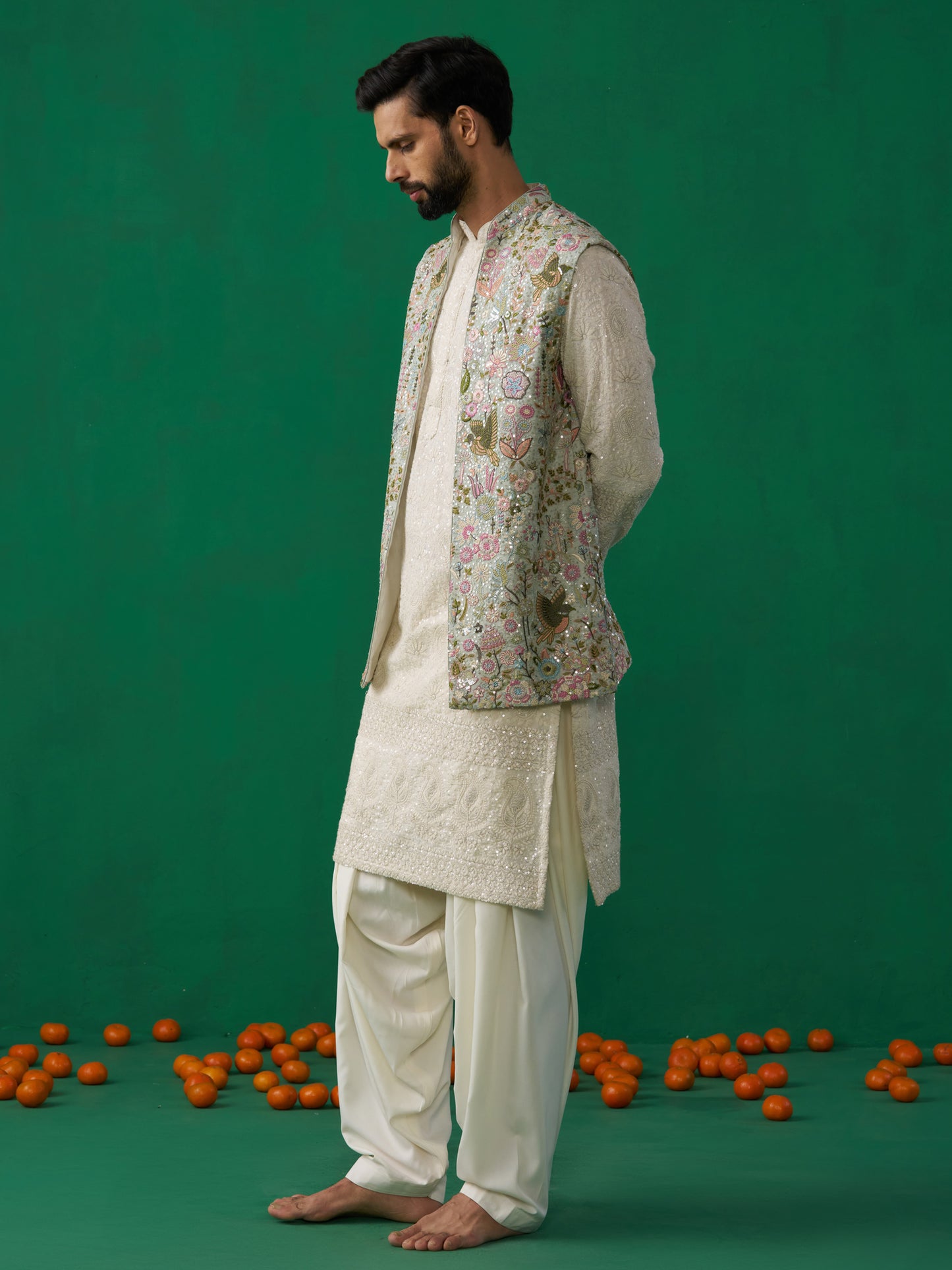 PHOOLPANKH SKYBLUE KURTA JACKEY SET