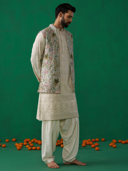 PHOOLPANKH SKYBLUE KURTA JACKEY SET