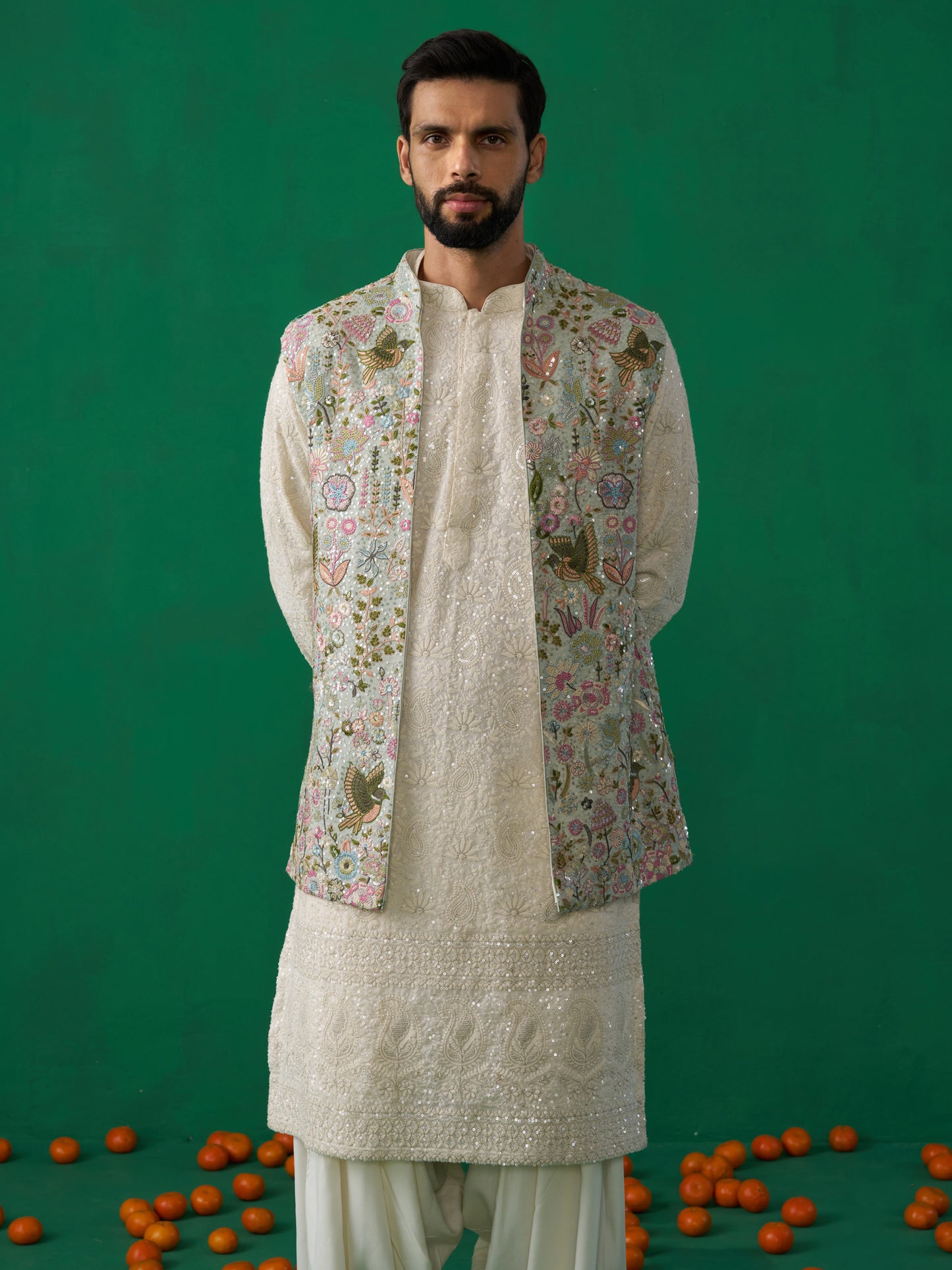 PHOOLPANKH SKYBLUE KURTA JACKEY SET