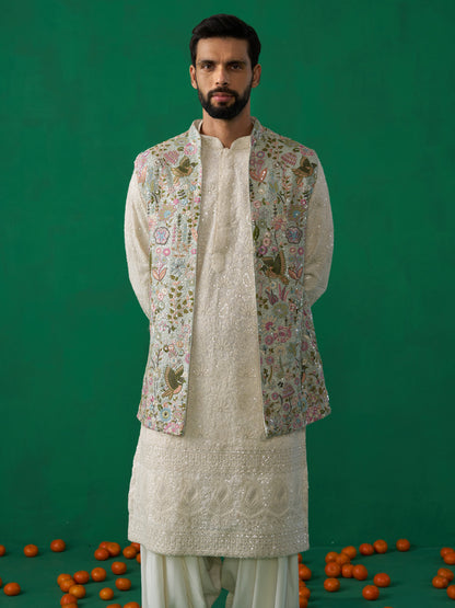 PHOOLPANKH SKYBLUE KURTA JACKEY SET