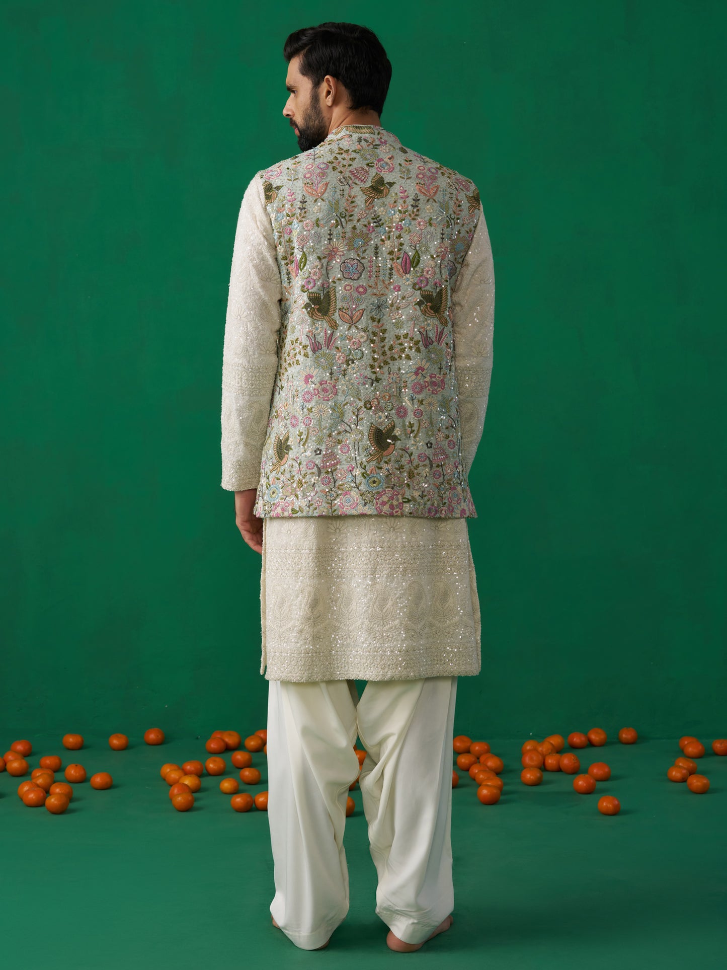 PHOOLPANKH SKYBLUE KURTA JACKEY SET