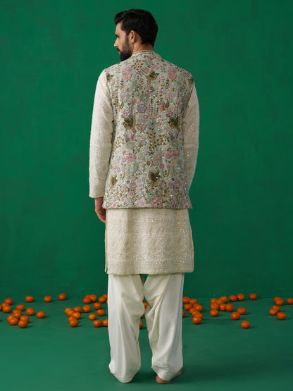 PHOOLPANKH SKYBLUE KURTA JACKEY SET