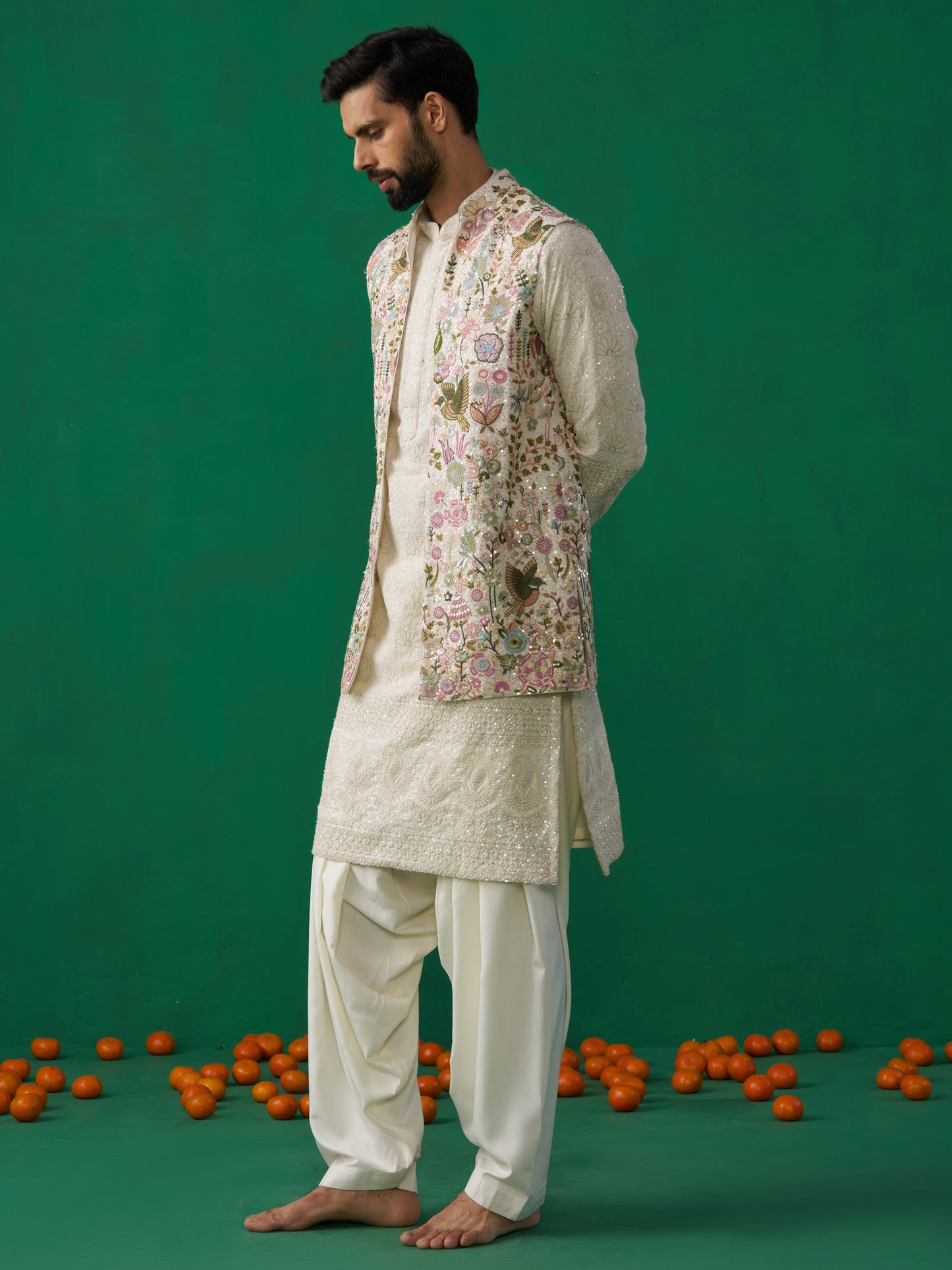 PHOOLPANKH IVORY KURTA JACKET SET