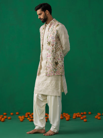 PHOOLPANKH IVORY KURTA JACKET SET