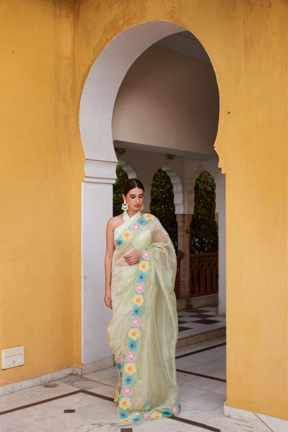 AMUSING TALES GREEN SAREE