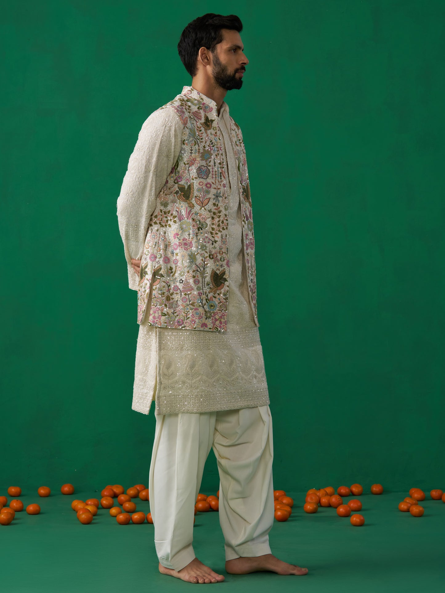PHOOLPANKH IVORY KURTA JACKET SET