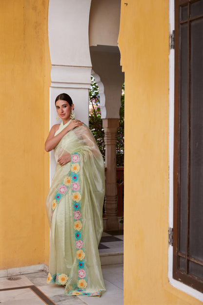 AMUSING TALES GREEN SAREE