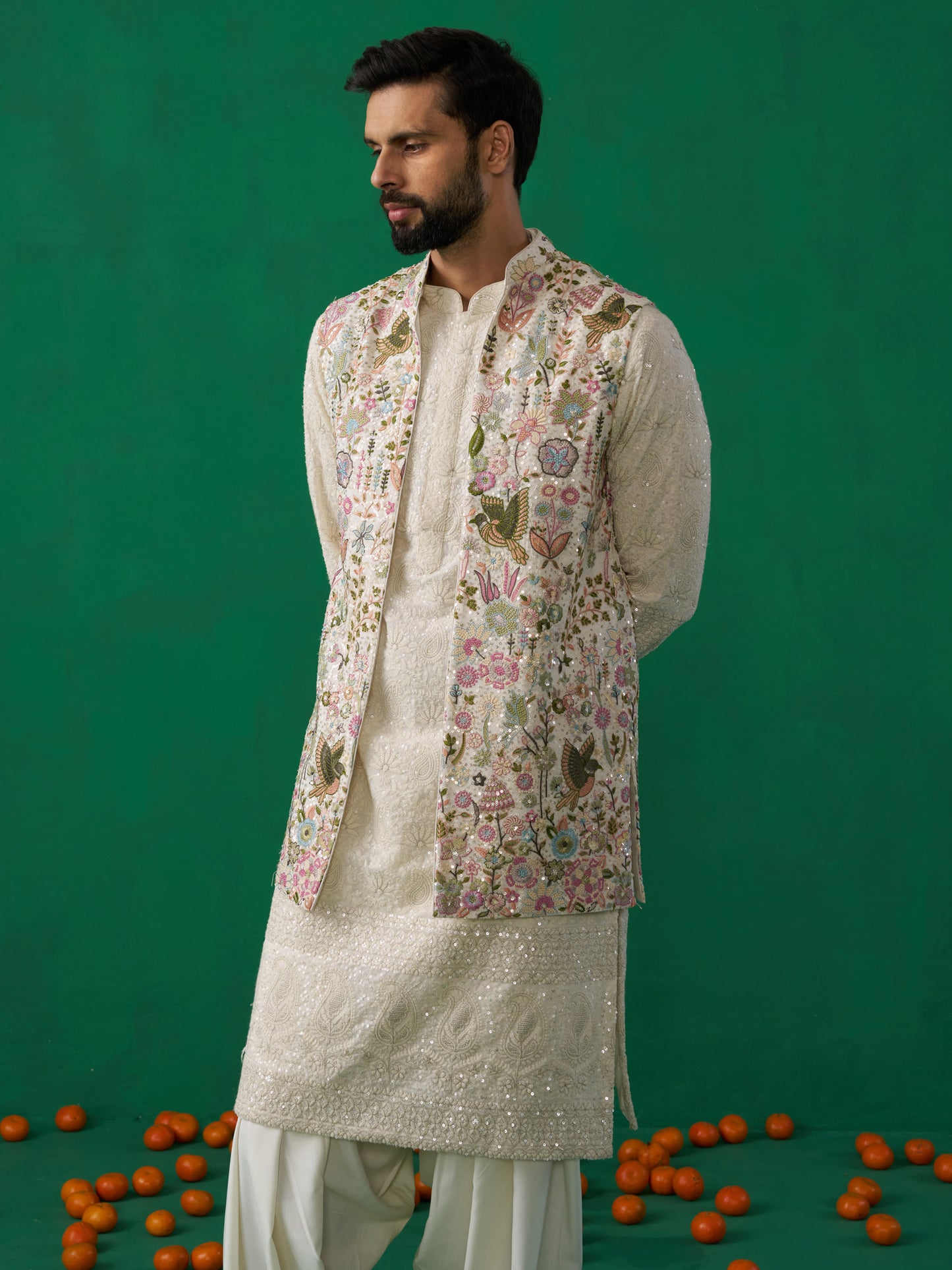 PHOOLPANKH IVORY KURTA JACKET SET