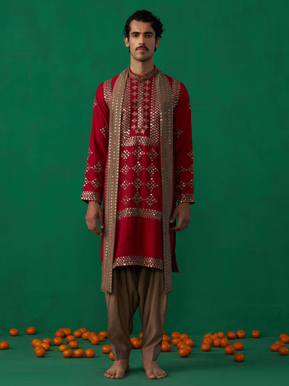 DARPAN RED KURTA SET