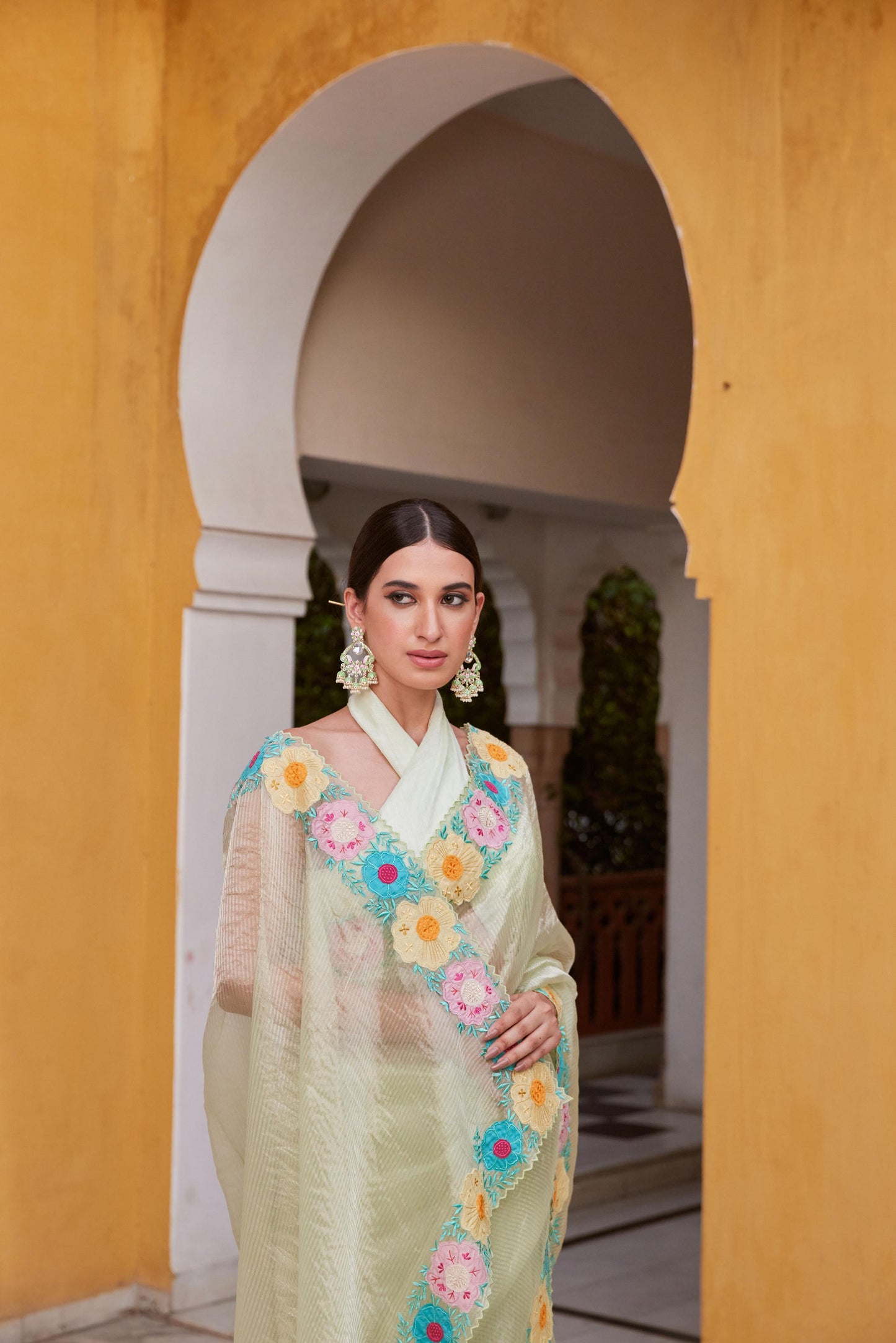 AMUSING TALES GREEN SAREE