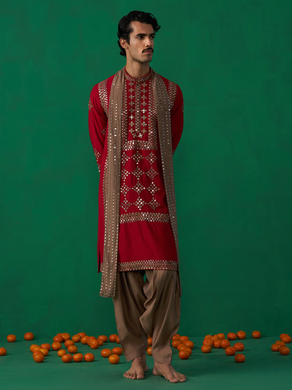DARPAN RED KURTA SET