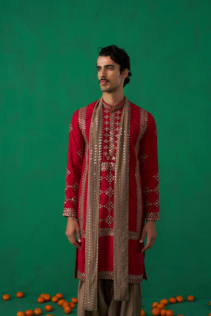 DARPAN RED KURTA SET
