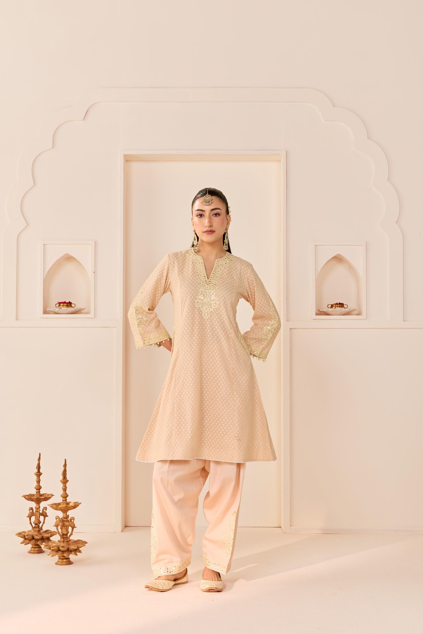 REEM - CARNATION PINK SHORT CHOGA WITH DOGRI SALWAR AND DUPATTA