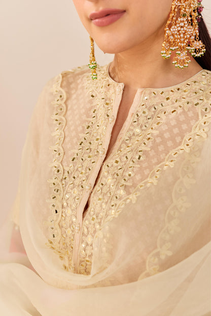 ANAISHA - CARNATION PINK SHORT KURTA WITH FARSHI SALWAR AND DUPATTA