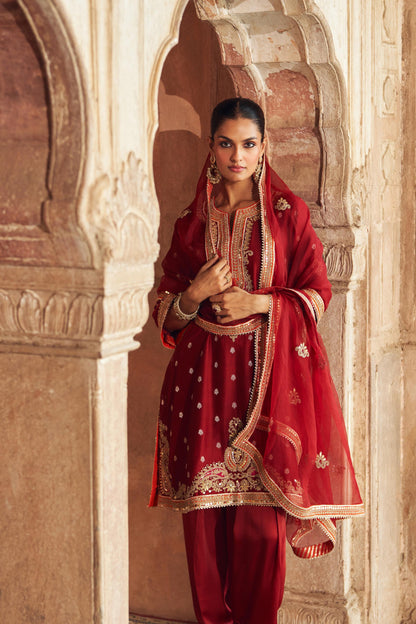 MEHWISH - SHORT KURTA WITH SALWAR AND DUPATTA