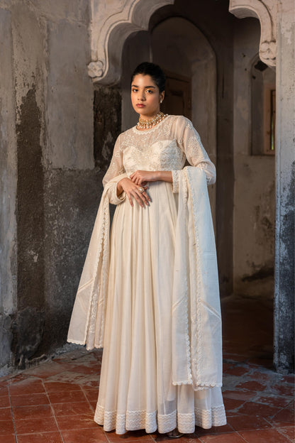 OFF WHITE ANARKALI SET