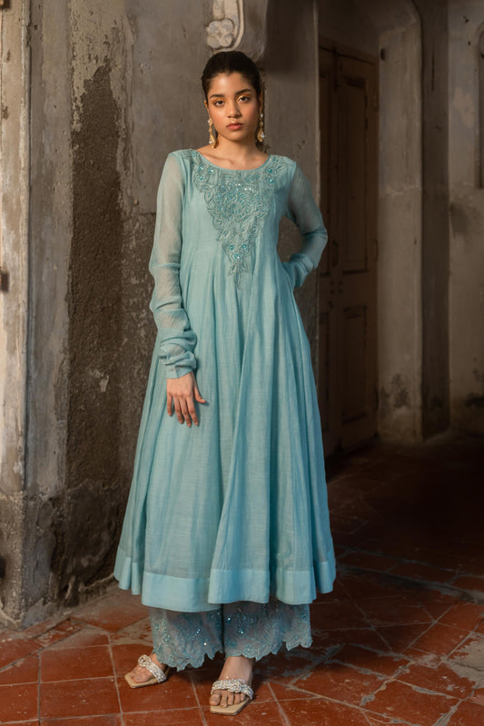 POWDER BLUE ANARKALI SET