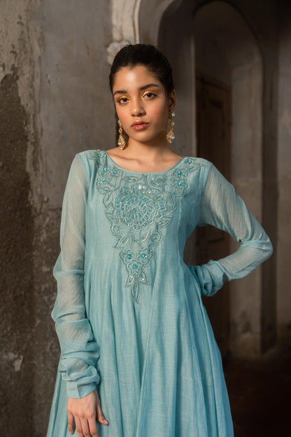 POWDER BLUE ANARKALI SET