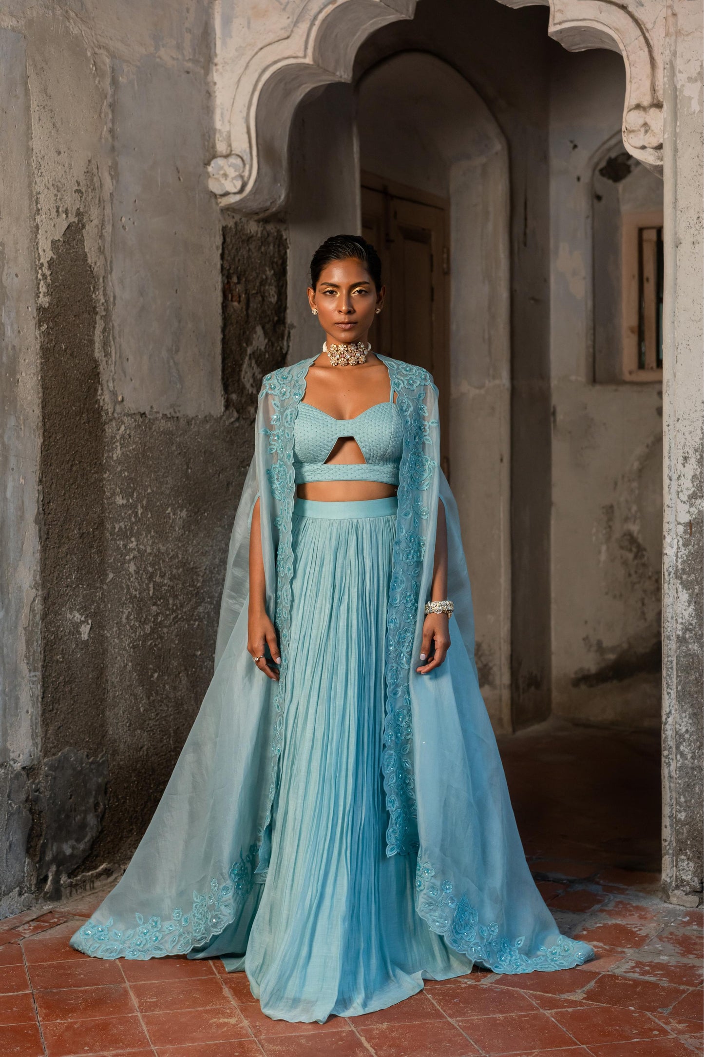 POWDER BLUE LEHENGA SET