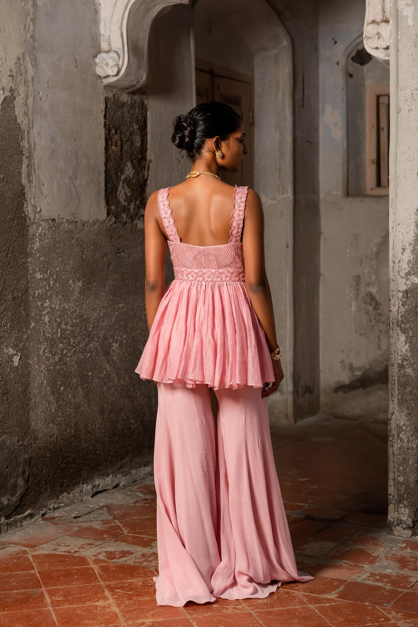 BABY PINK PEPLUM SET