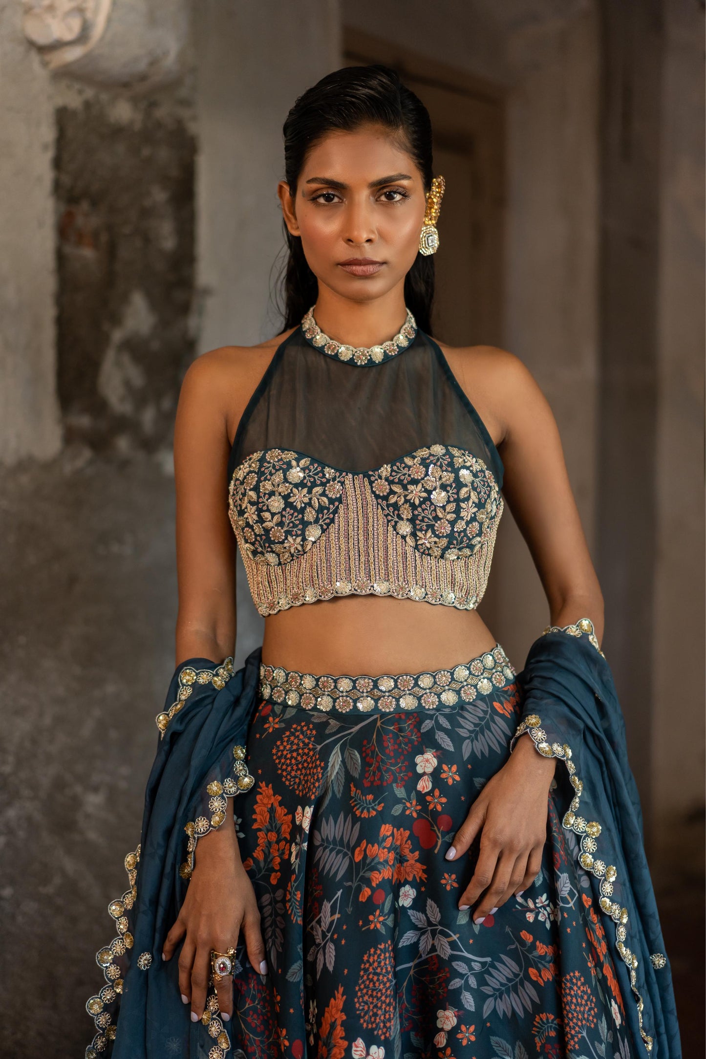 TEAL BLUE LEHENGA SET