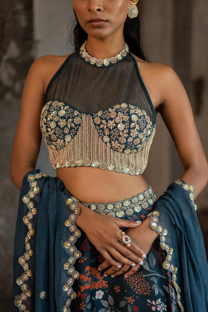 TEAL BLUE LEHENGA SET