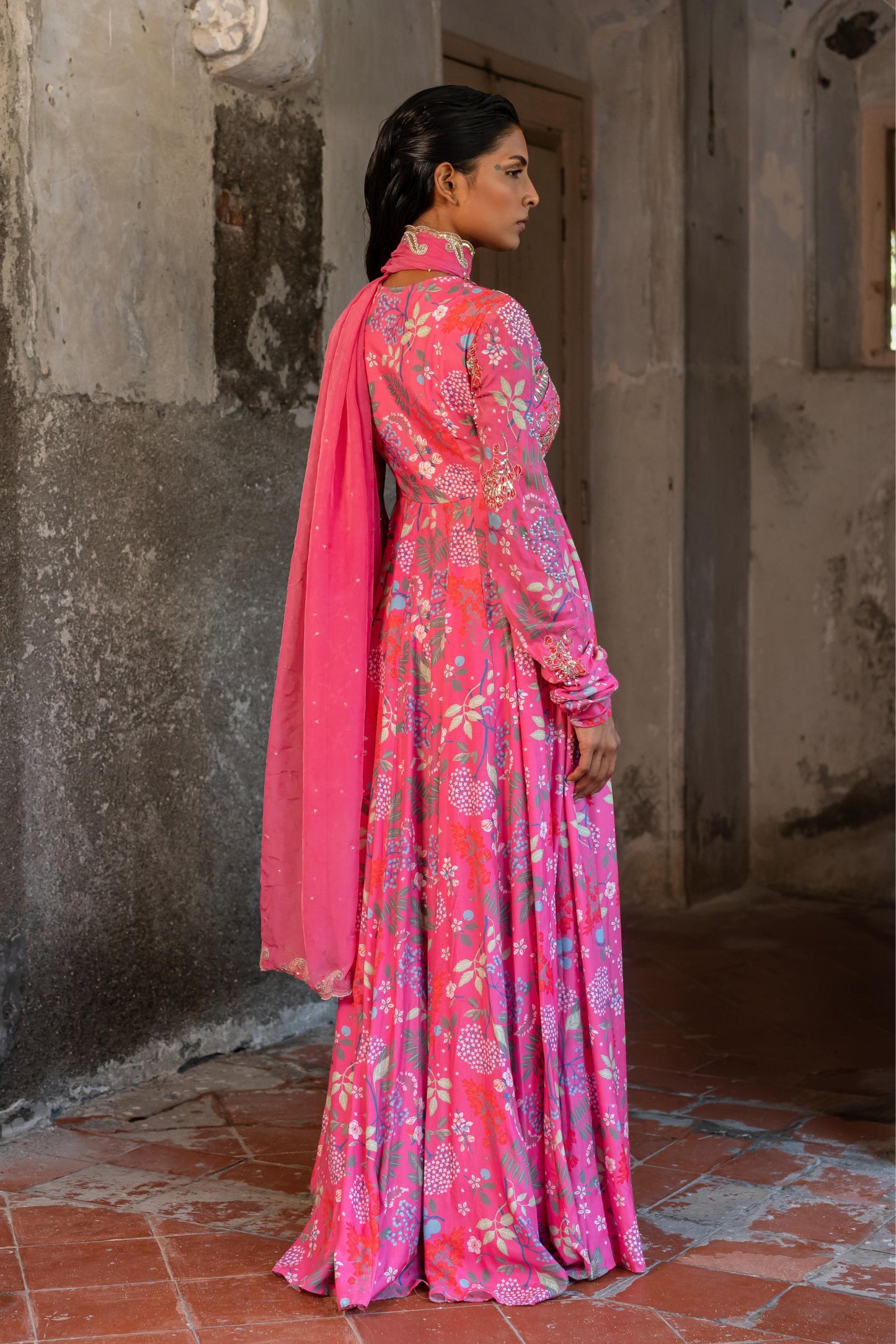 HOT PINK ANARKALI SET