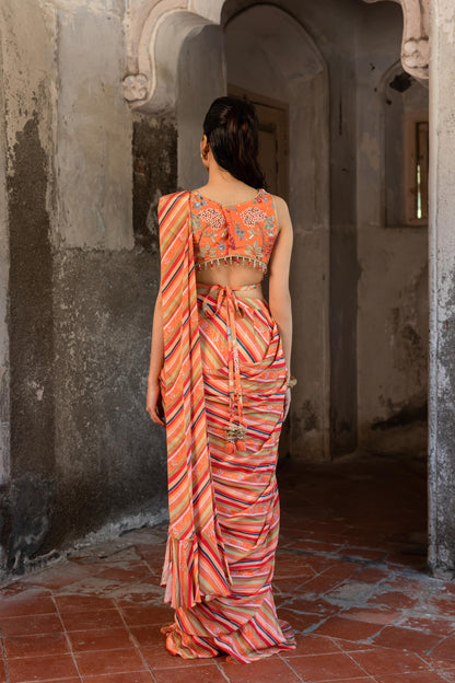 CREAMSICLE ORANGE SAREE SET