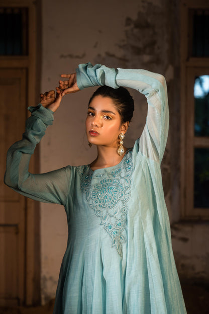 POWDER BLUE ANARKALI SET