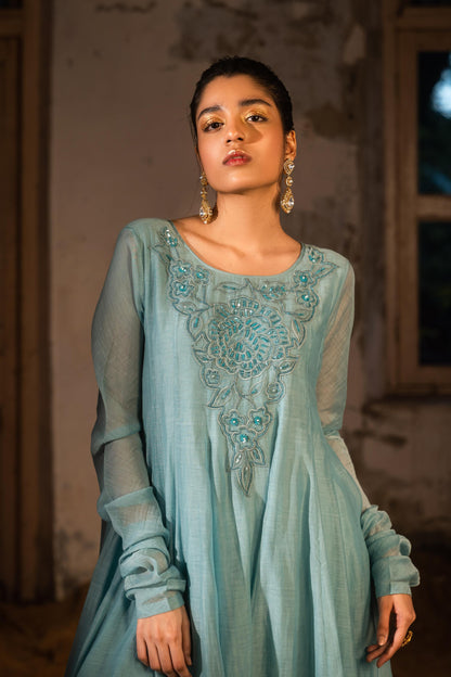 POWDER BLUE ANARKALI SET