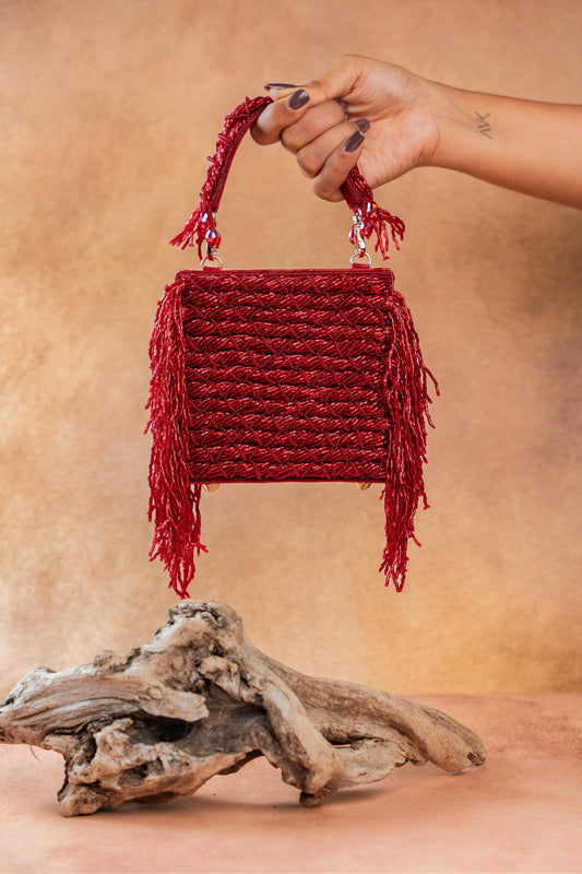 WEAVE FRINGE KASSE MAROON