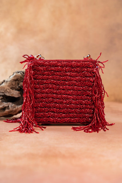 WEAVE FRINGE KASSE MAROON