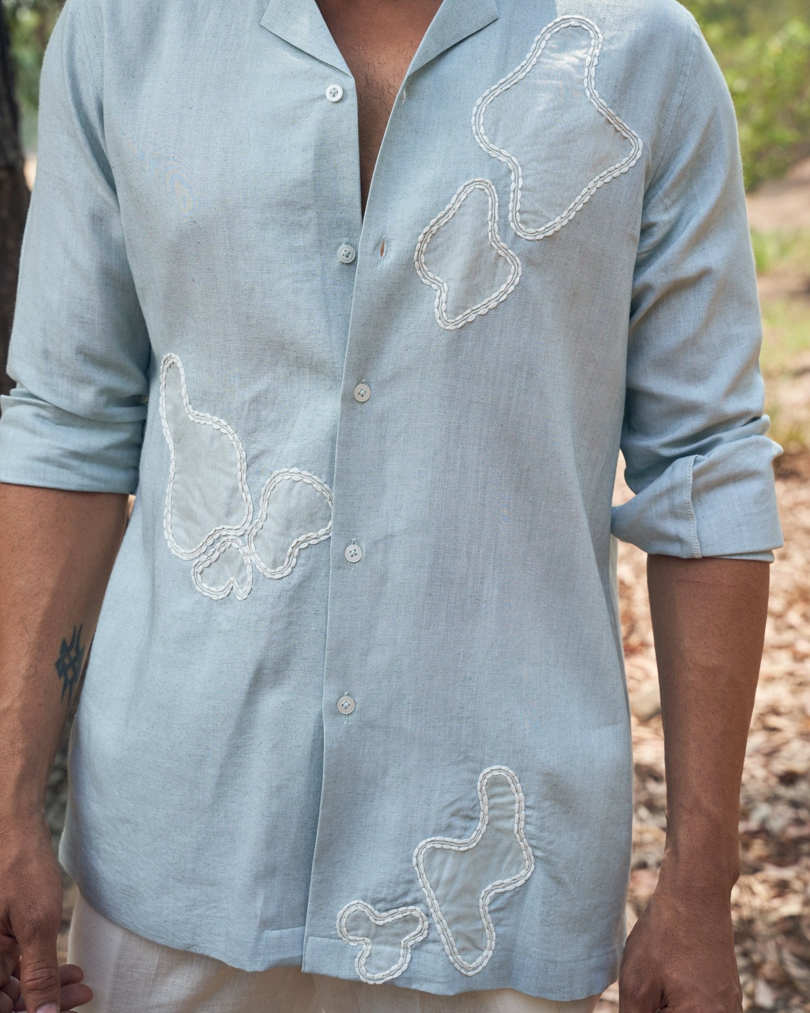 AMOEBA LINEN SHIRT - White Maison de Couture