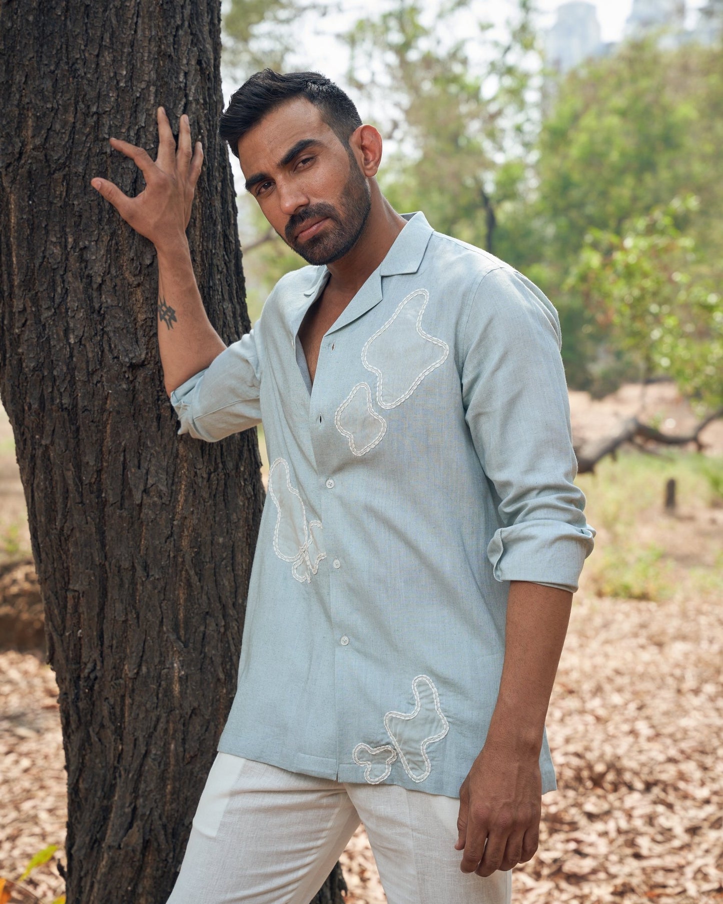AMOEBA LINEN SHIRT - White Maison de Couture