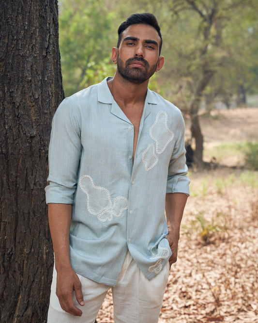 AMOEBA LINEN SHIRT - White Maison de Couture