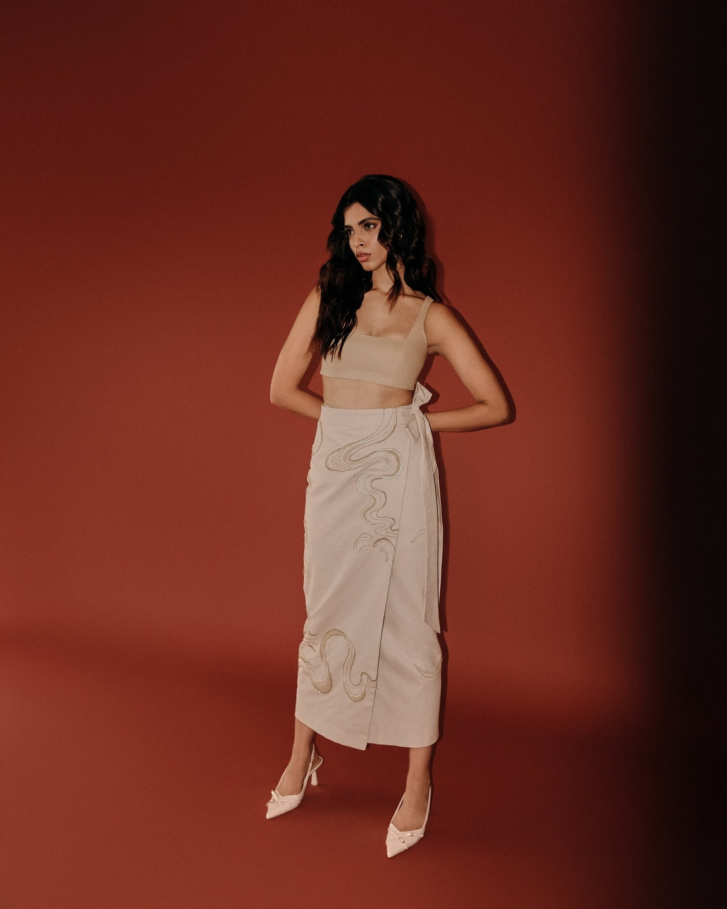 ECRU WRAP SKIRT