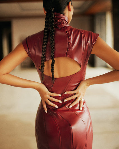 BORDEAUX LEATHER DRESS
