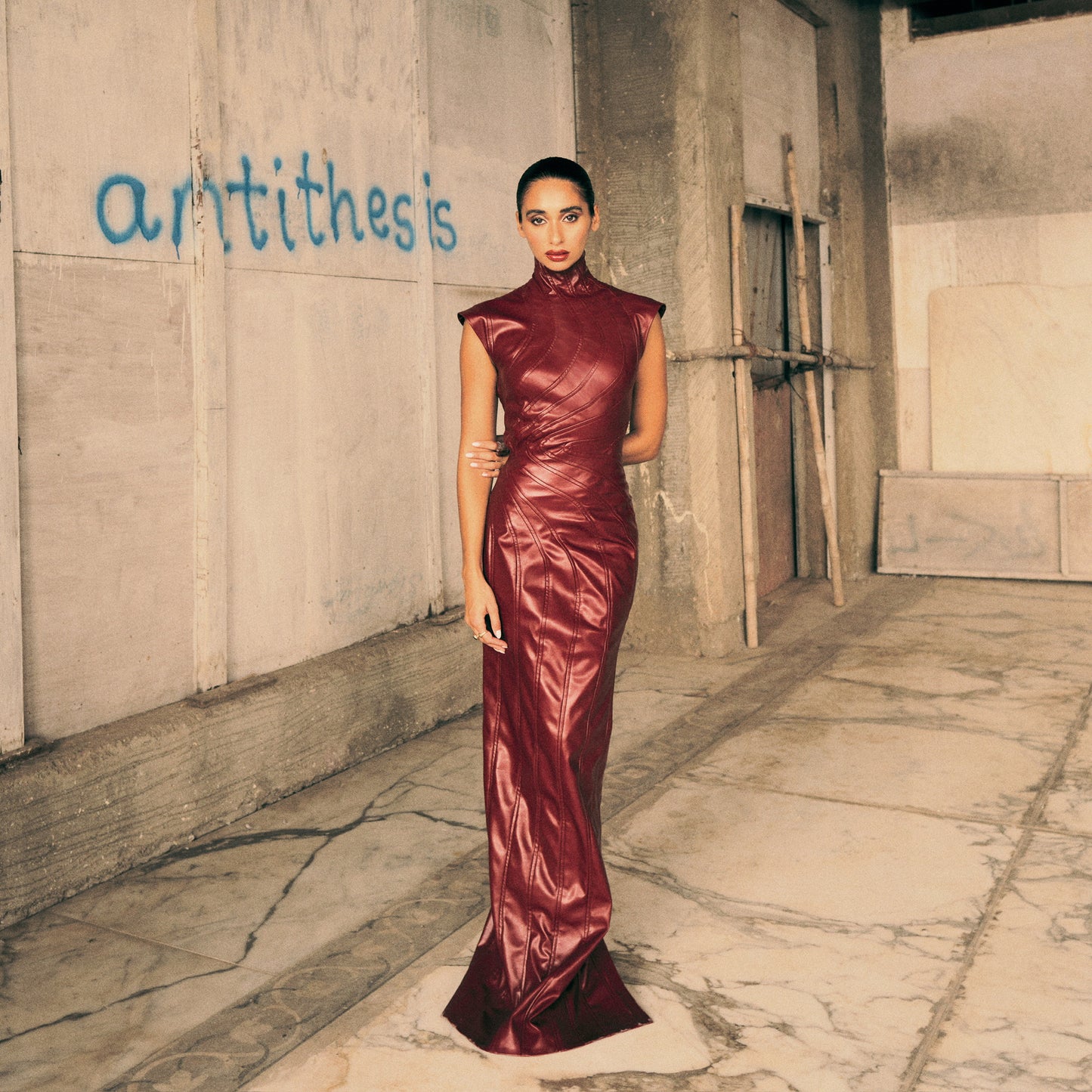 BORDEAUX LEATHER DRESS