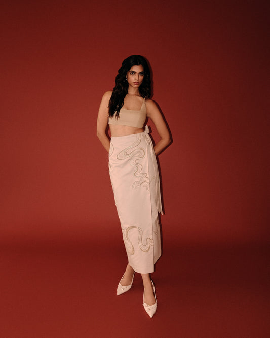 ECRU WRAP SKIRT
