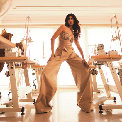 SAND WIDE LEG TROUSERS