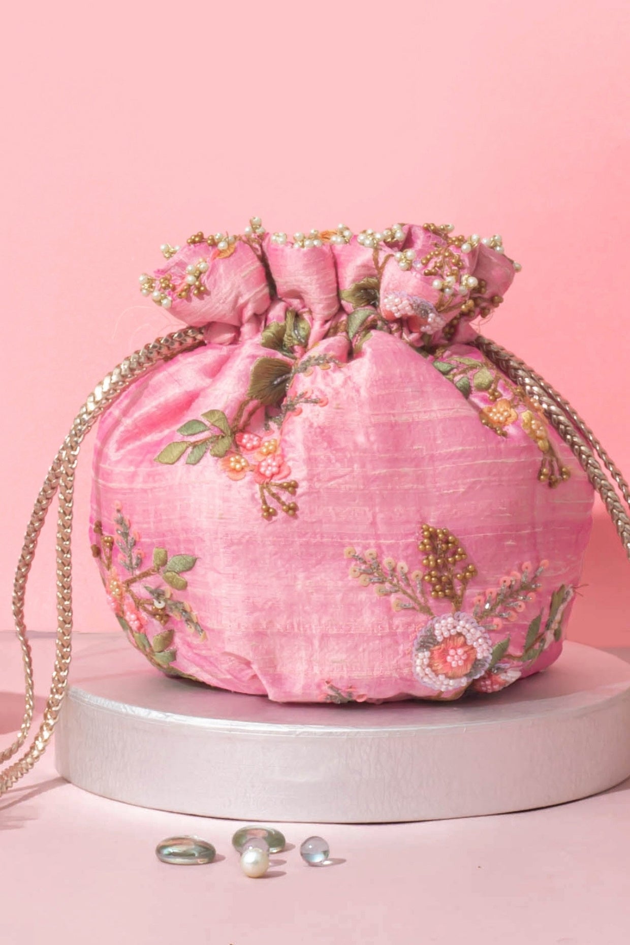 ATHENA EMBROIDERED ROUND POTLI