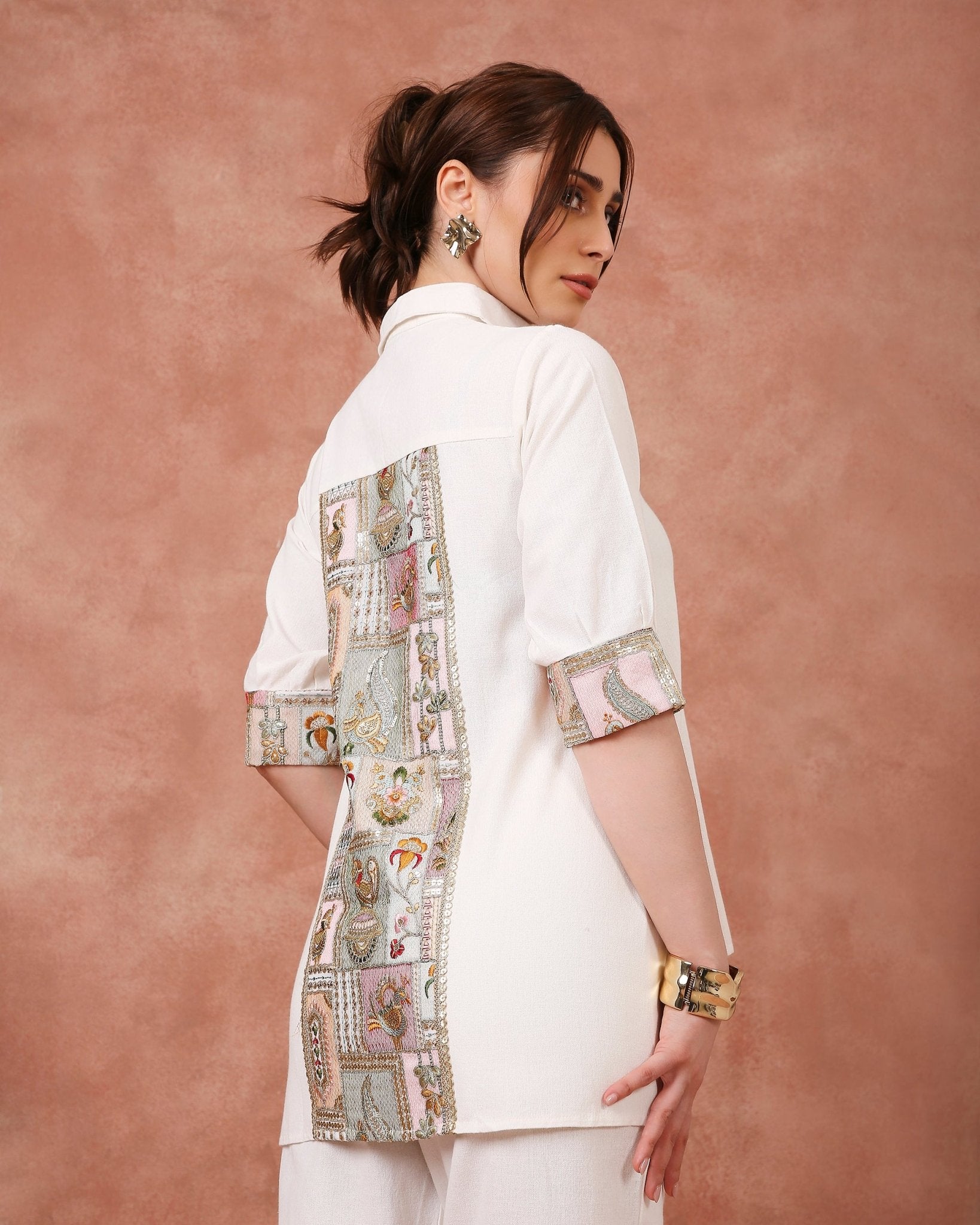 BACK PANEL CORD - SET ON LINEN - White Maison de Couture