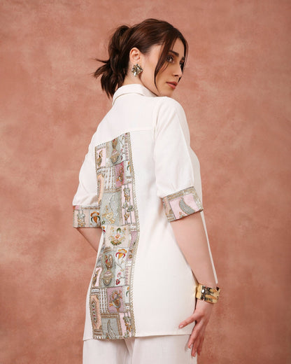 BACK PANEL CORD - SET ON LINEN - White Maison de Couture