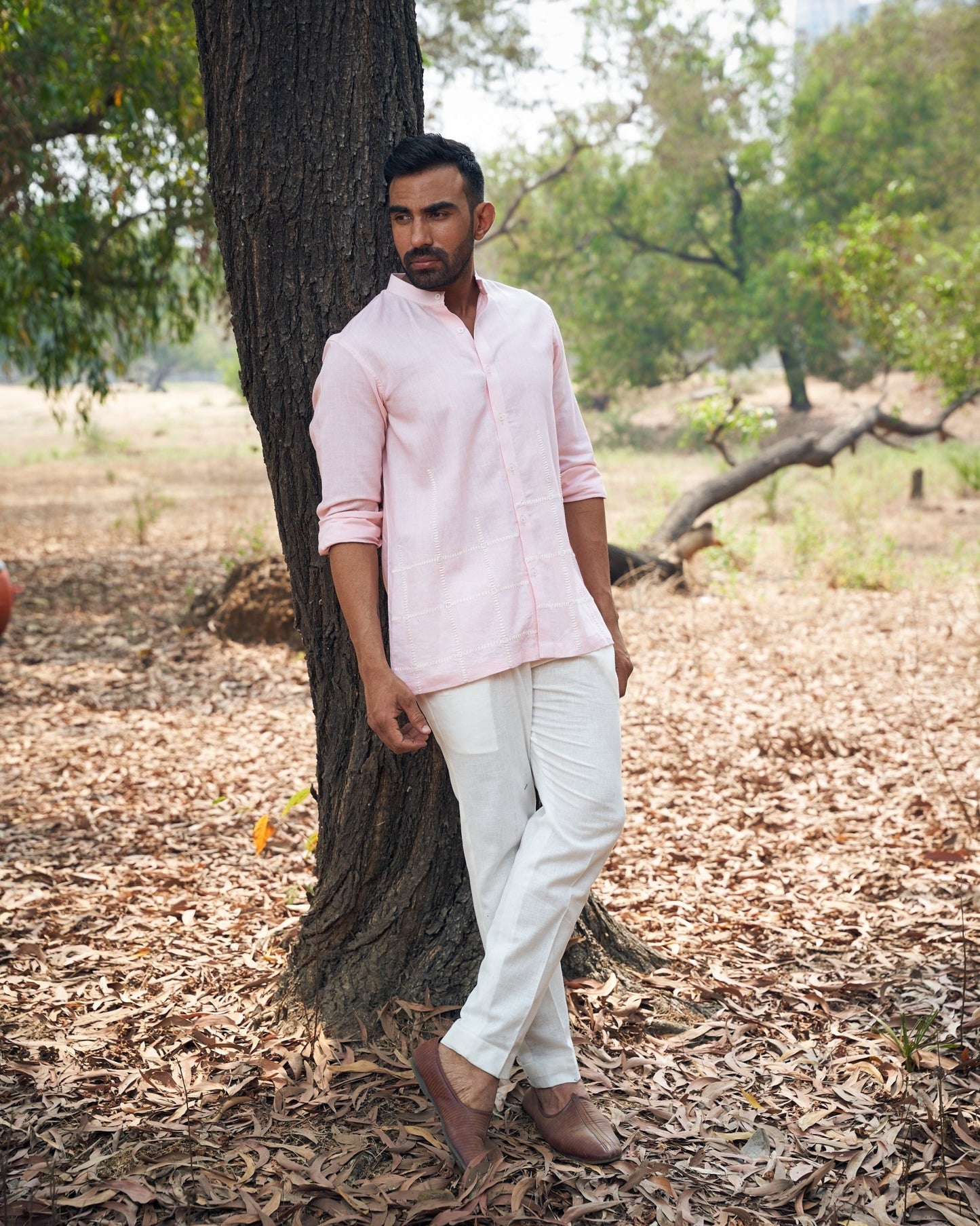 CHECKS LINEN SHIRT - White Maison de Couture